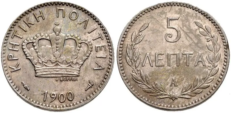 Crete 1900 5 lepta, Cretan State, reverse