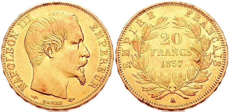 France 1857-A 20 francs, Napoléon III, reverse